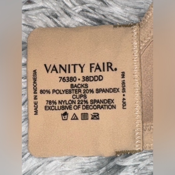 Vanity Fair Beauty Back Full-Figure Back-Smoothing Underwire Bra 76380 Sz 38DDD - Picture 3 of 3